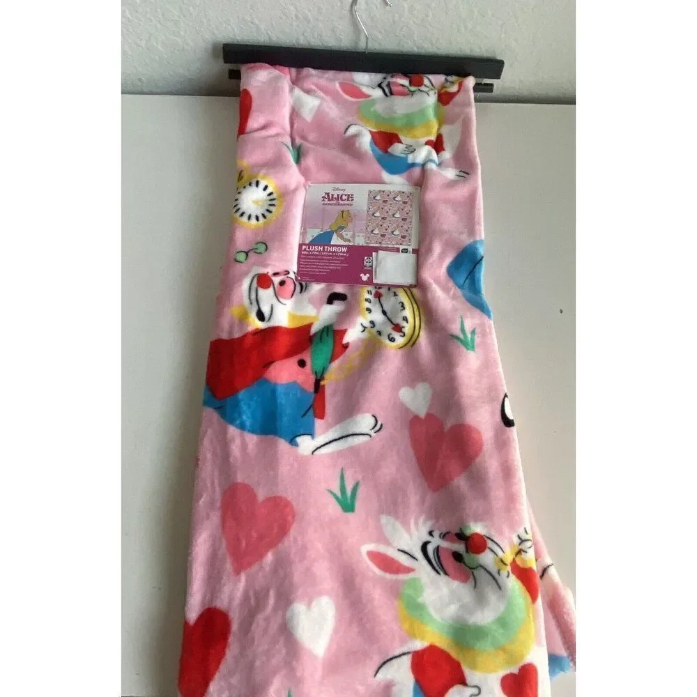 Disney Alice In Wonderland Throw Blanket Valentines Day 50 X 70”‎ White Rabbit